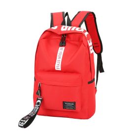 Canvas Large Capacity Fashion Letter Backpack (Color: Red)