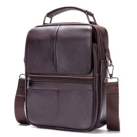 Leather Men's Bag Vertical Casual (Color: Dark coffee)